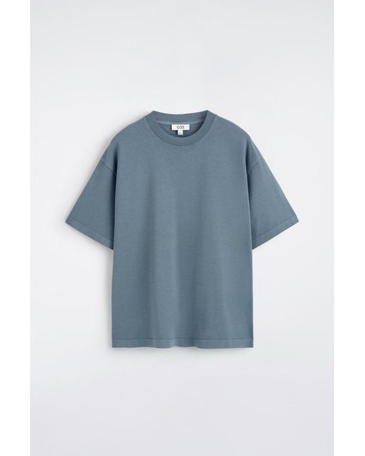 COS Relaxed Lightweight Cotton T-shirt In Blue for men