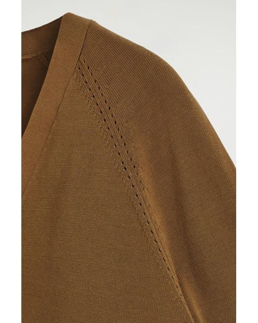 COS Natural Knitted Cotton V-Neck Cardigan