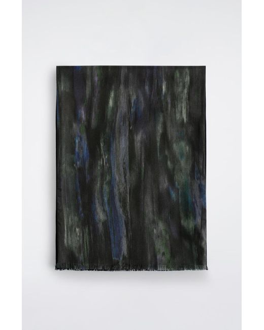 COS Black Paint-Print Silk Scarf for men