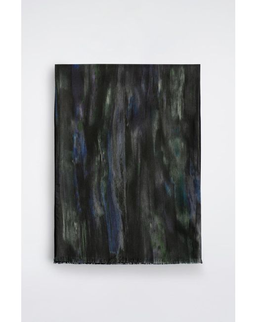 COS Black Paint-Print Silk Scarf for men