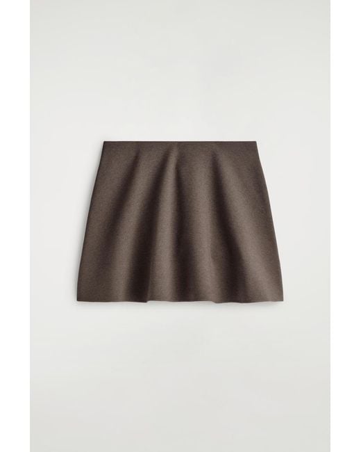 COS Brown Flared Jersey Mini Skirt