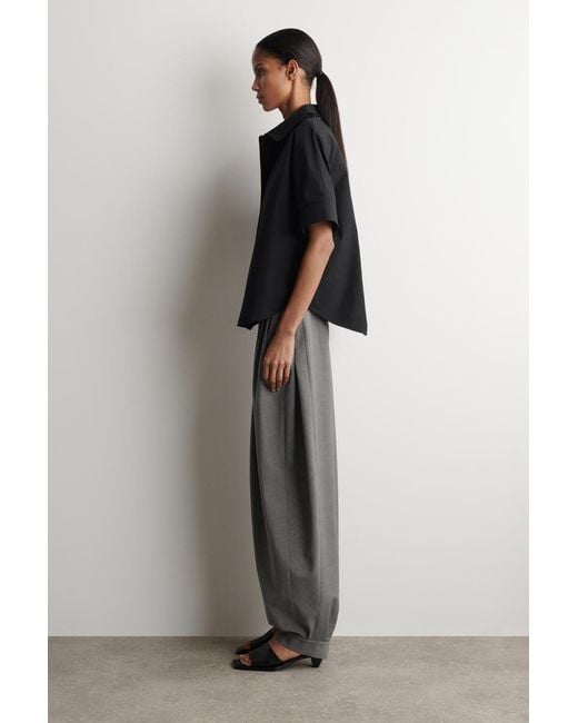 COS Black Oversized Short-Sleeved Cotton Shirt