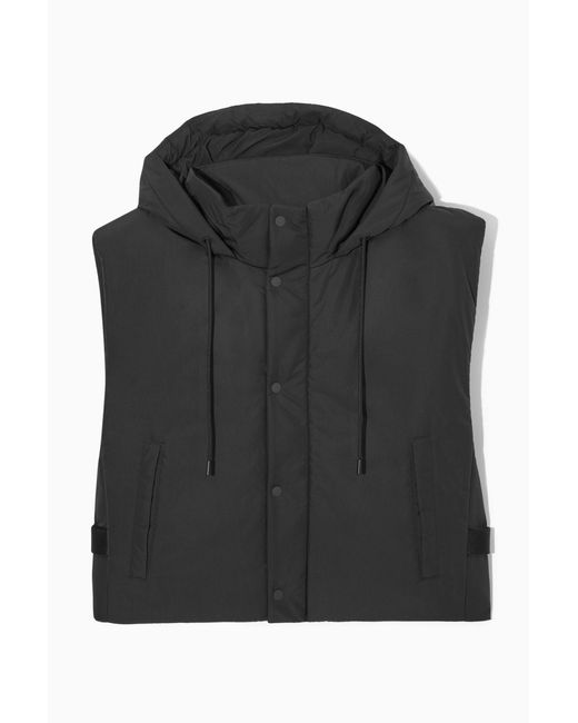 COS Black Buckled-side Padded Hooded Vest for men