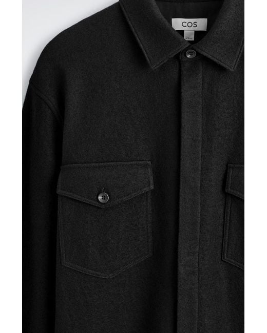 COS Black Relaxed Boiled-Wool Overshirt for men