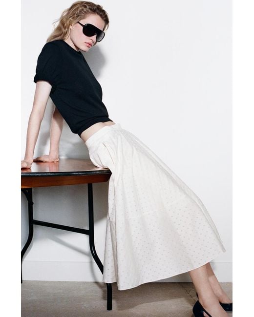 COS Natural Polka-Dot Jacquard Cotton Midi Skirt