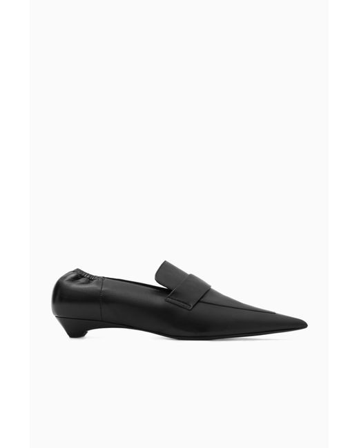 COS Black Pointed Leather Kitten-heel Loafers