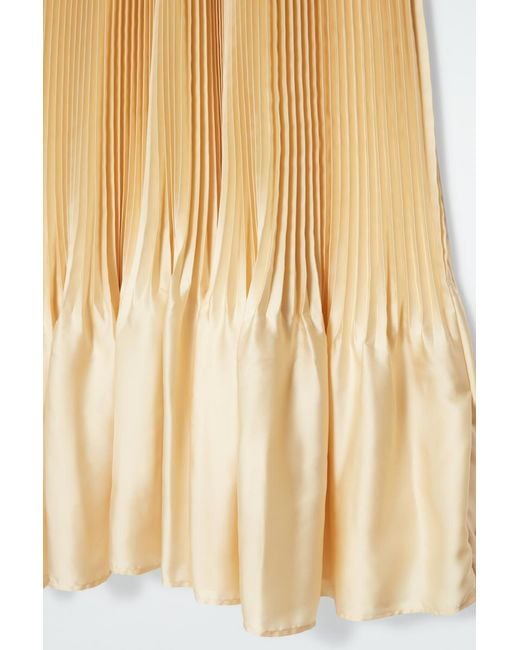 COS Natural Plissé Halterneck Maxi Dress