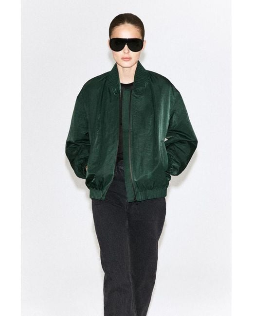 COS Green Gathered Nylon Bomber Jacket