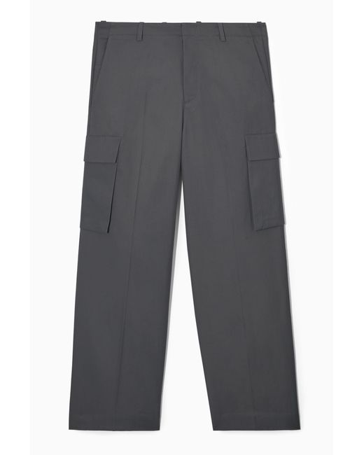 COS Gray Wide-leg Cargo Trousers for men