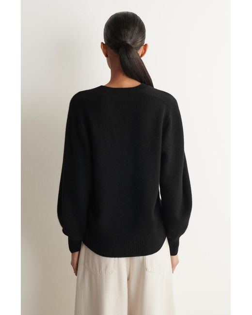 COS Black Sculpted Cashmere V-Neck Jumper