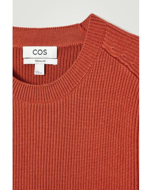 COS Orange Ribbed Merino Wool Jumper