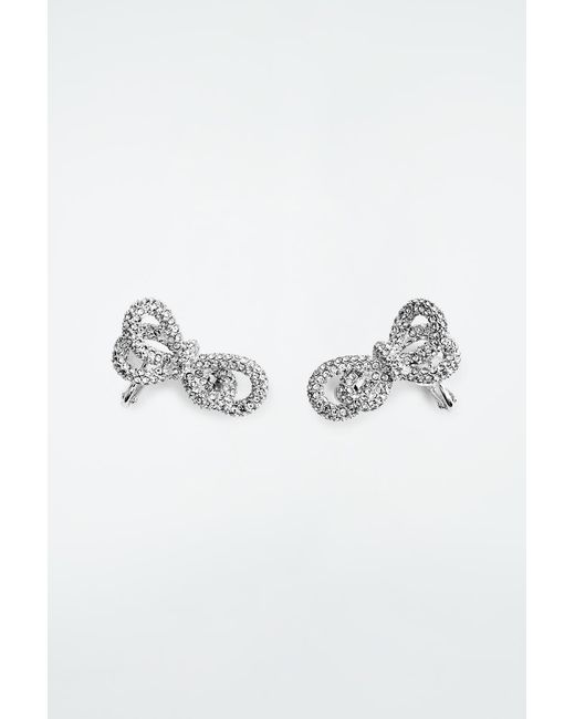 COS Metallic Knotted Bow Crystal Climber Earrings