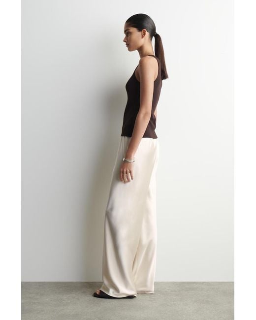 COS White Satin Wide-Leg Trousers
