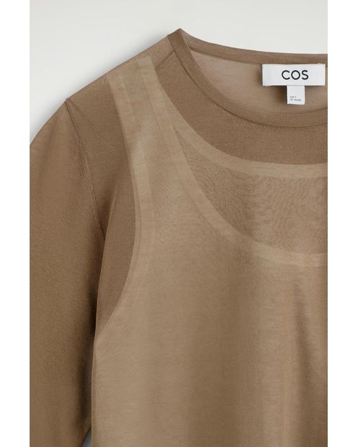 COS Natural Layered Knit Long-Sleved Top