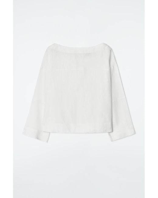 COS White Tie-Detail Linen Blouse
