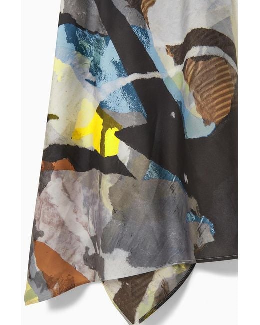 COS White Printed Asymmetric Midi Dress