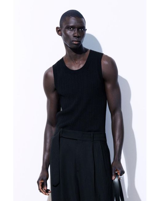 COS Black The Ribbed-knit Tank Top for men
