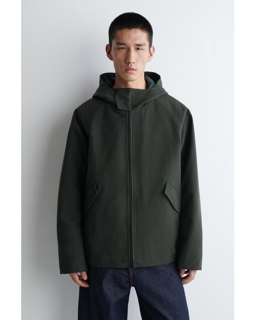COS Green Technical Cotton Hooded Jacket for men