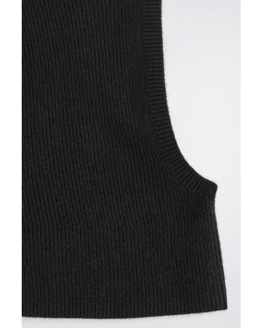 COS Black Ribbed Wool-Cashmere Balaclava