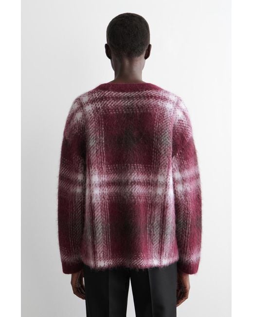 COS Purple Checked Alpaca-Blend Jumper