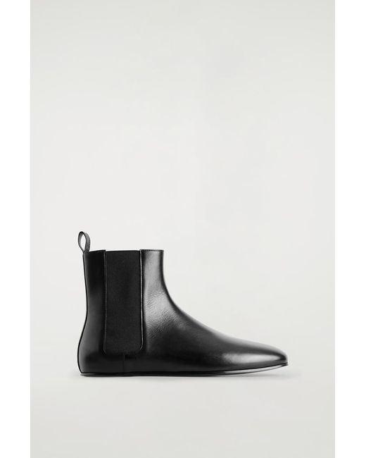 COS Black Slim Leather Boots for men