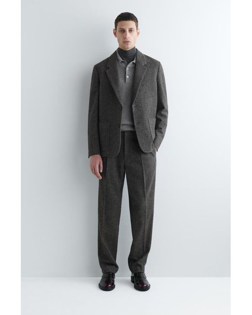 COS Black Unstructured Wool-Herringbone Blazer for men