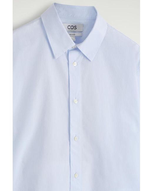 COS Blue Relaxed Pima Cotton Poplin Shirt for men