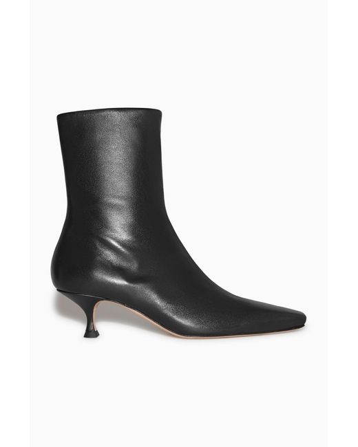 COS Black Kitten-heel Leather Sock Boots