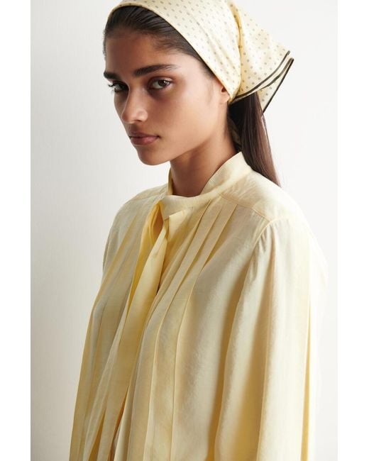 COS Metallic Pleated Bow-Detail Blouse