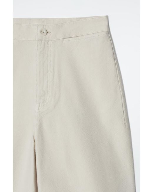 COS White Wide-leg Denim Trousers In Beige