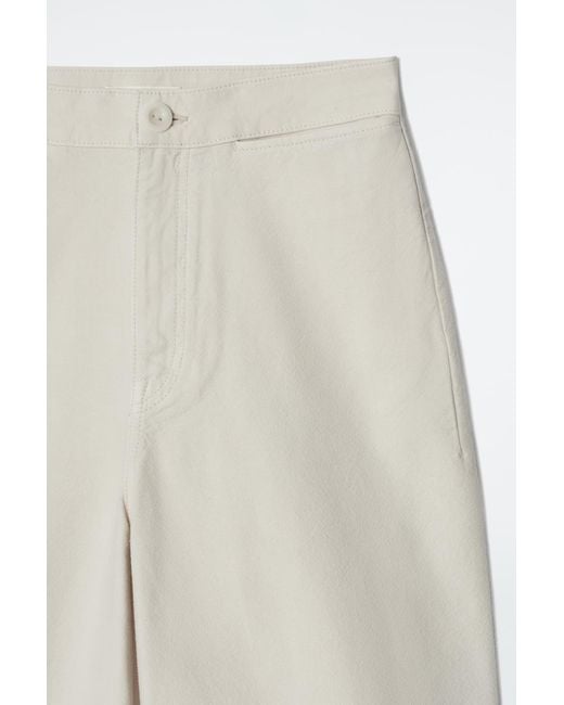 COS White Wide-leg Denim Trousers In Beige