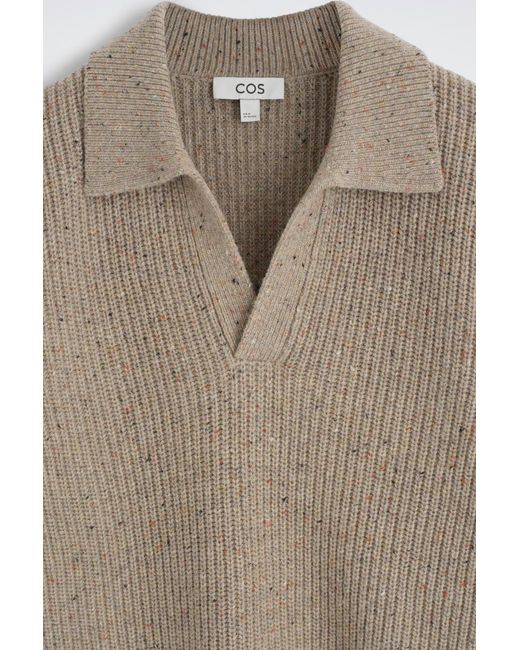 COS Natural Donegal-Effect Wool Polo Jumper for men
