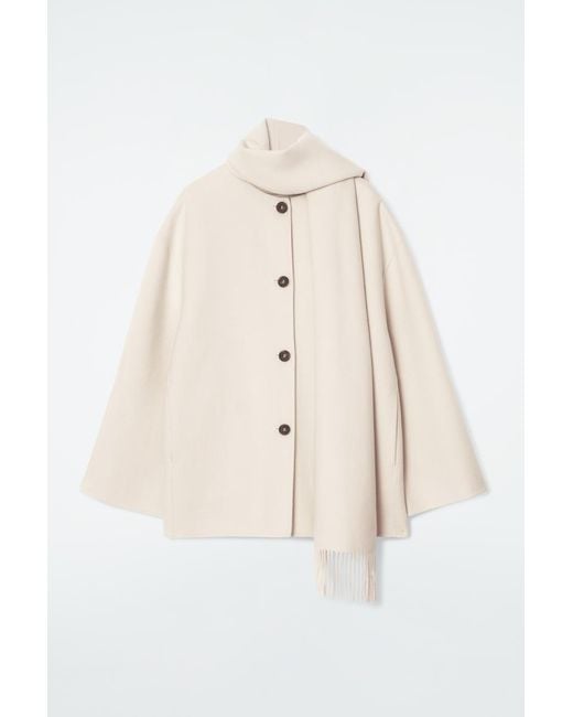COS Natural Oversized Wool-blend Scarf Jacket