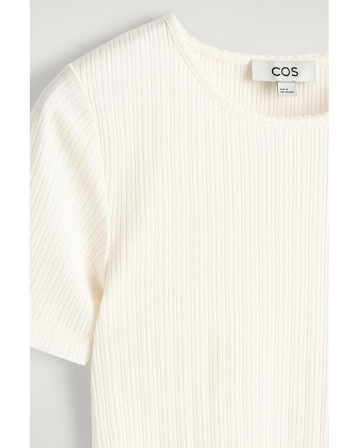 COS Natural Pointelle-Knit T-Shirt