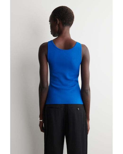 COS Blue Knitted Scoop-Neck Tank Top