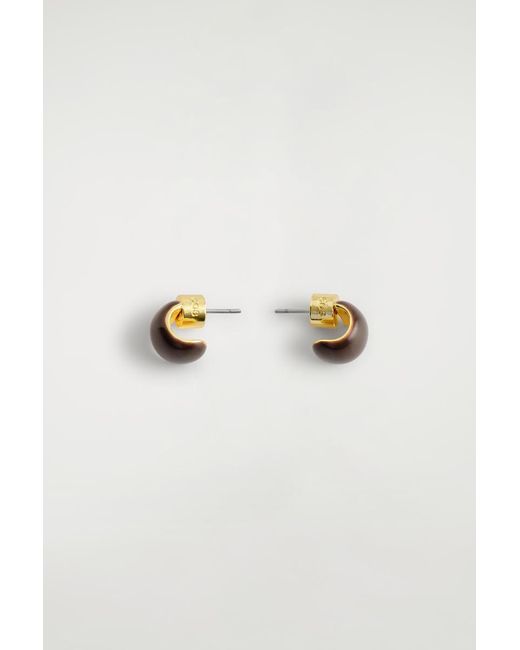 COS Brown Mini Half-Hoop Earrings