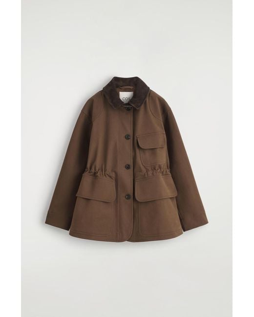 COS Brown Suede-Collar Field Jacket