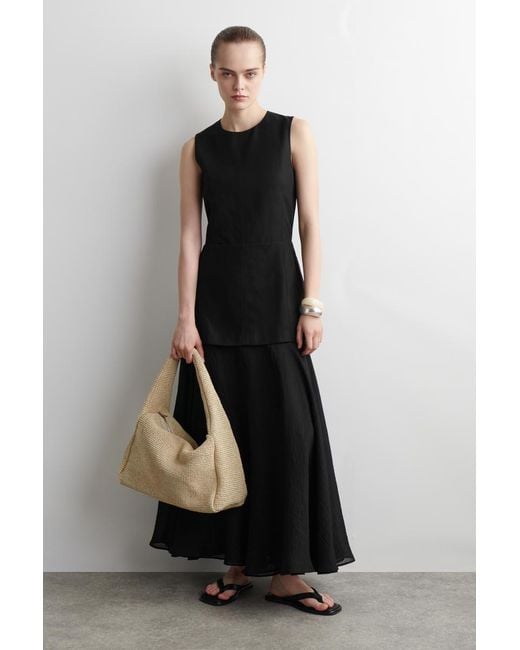 COS Metallic Slouchy Tote Bag - Raffia