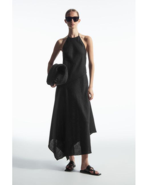 COS Black Asymmetric Halterneck Dress