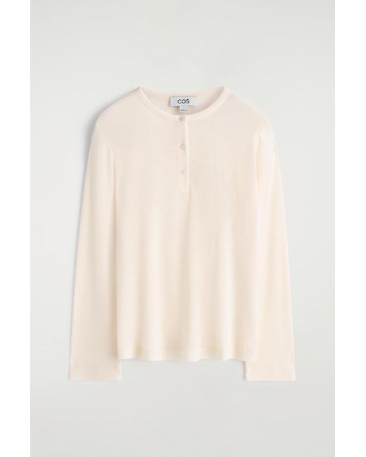COS Natural Ribbed Wool Henley Top