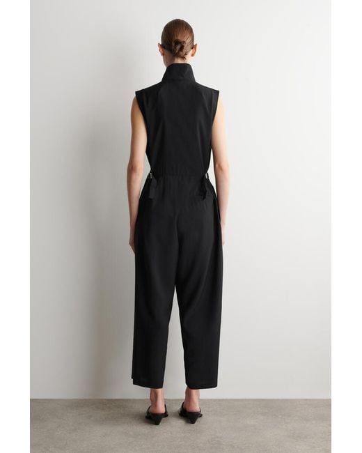 COS Black Shawl-Collar Utility Jumpsuit