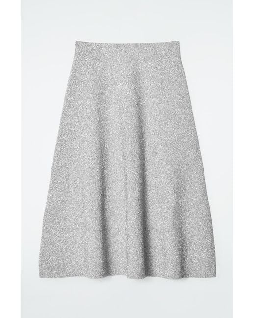 COS Gray Sparkly Merino Wool Midi Skirt