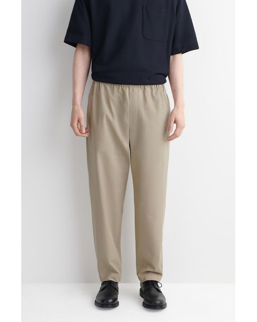 COS Natural Elasticated Cotton Regular-Fit Tapered Trousers for men