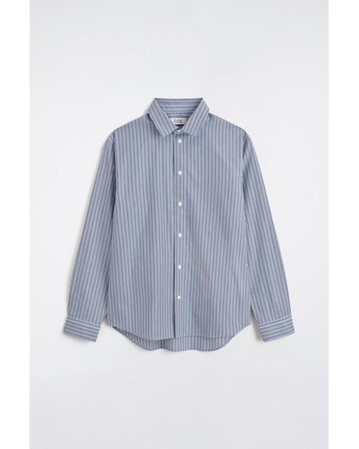 COS Blue Relaxed Striped Cotton Shirt for men