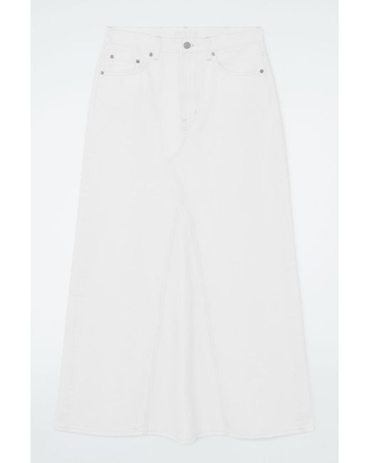 COS White Panelled Denim Maxi Skirt