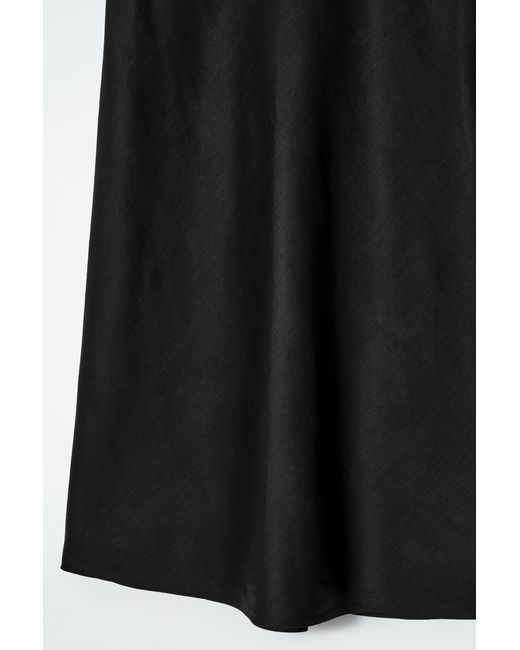 COS Black Linen-Blend Midi Column Skirt