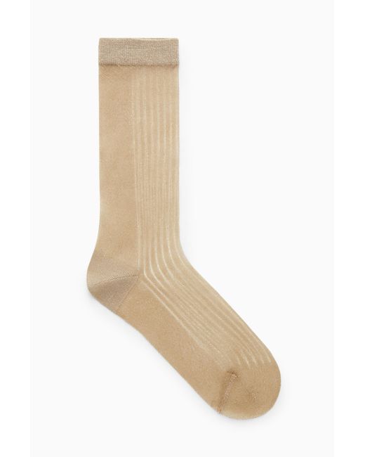 COS Natural Ribbed Sheer Socks