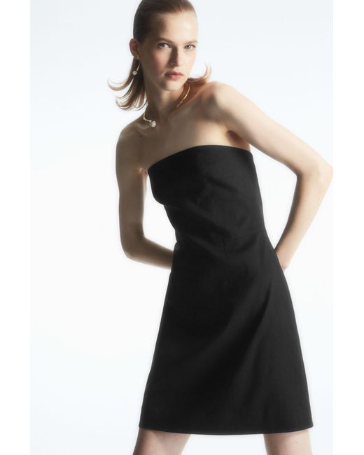 COS Black Linen-blend Mini Bustier Dress