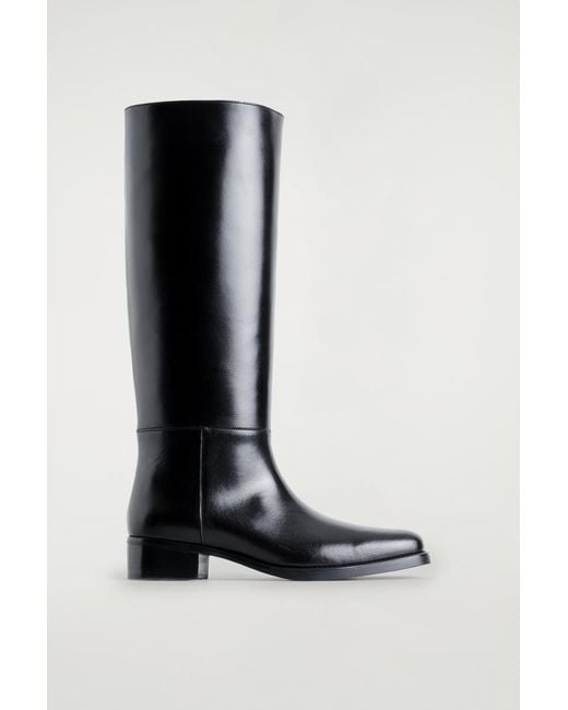 COS Black Leather Knee-High Boots