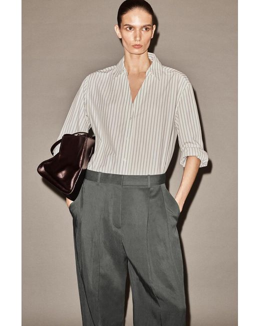 COS Gray Relaxed Fluid Wide-Leg Pants